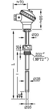 煙道、風道熱電偶